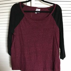 Black and Maroon Baseball Tee